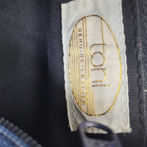 Toni Vintage Navy Leather Cross Body Shoulder Bag 80s Unique Festival Boho Glam - Picture 2 of 11